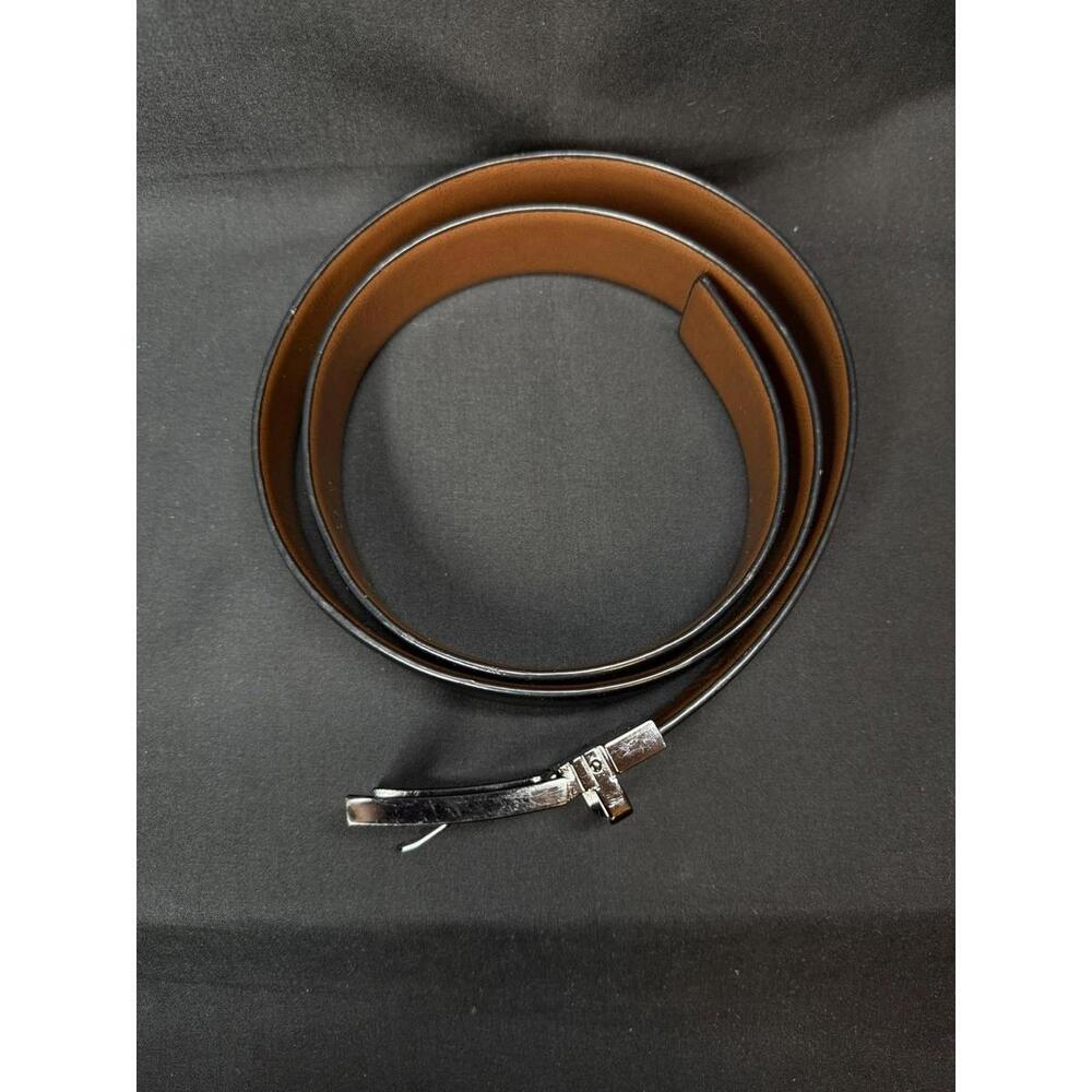 Perry Ellis Belt Men's 38 Black Faux Leather Dress Reversible Buckle‎ EUC